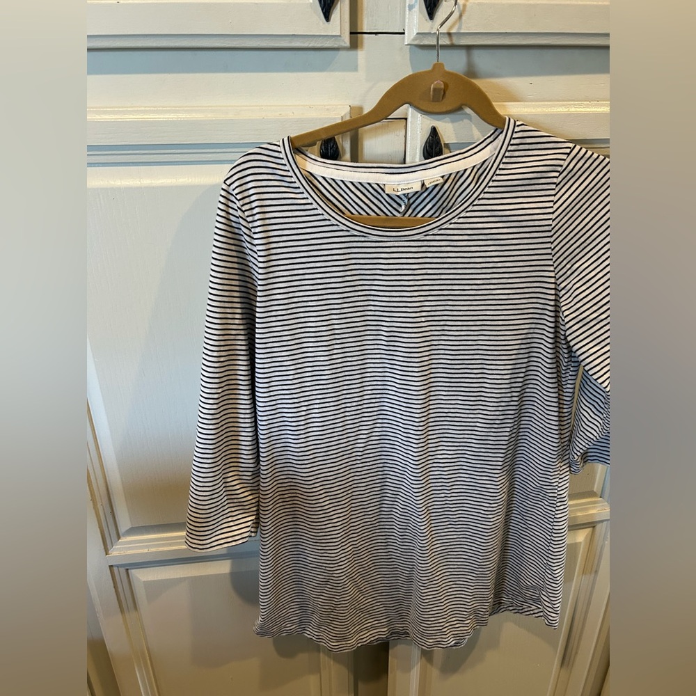 all bean striped tunic length 3/4 sleeve top